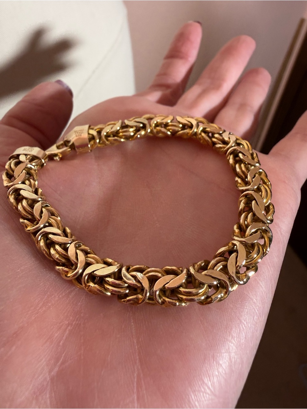 Itaor Italy gold sterling silver Byzantine link bracelet 7 inch